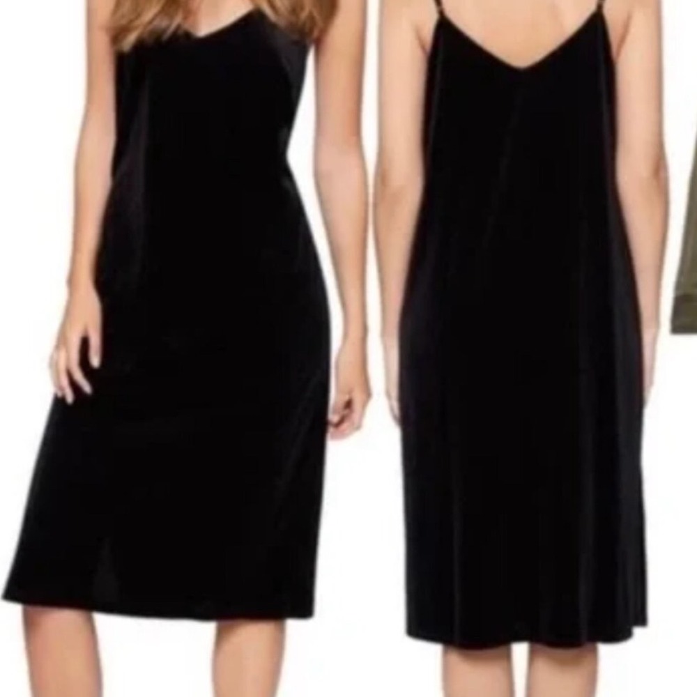 Sanctuary Black Velvet Mini Slip Dress V-Neck Sleeveless Small Witchy Goth LBD